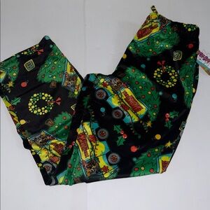 Scooby-Doo Christmas Minky Fleece Sleep Pajama Pants Black Christmas Tree Men L